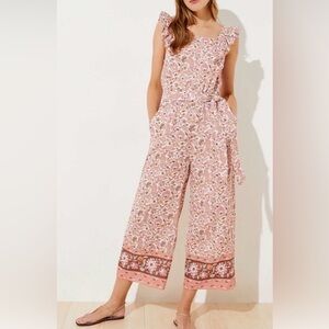 LOFT Pink Floral Jumpsuit